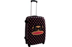 Paul Frank Heart Large 4 Wheel Suitcase - Blue/Pink